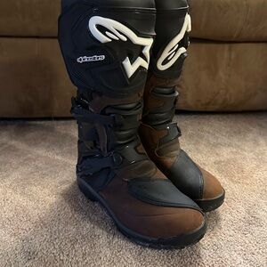 Alpinestars Men's Black and Brown Motorcycle Boots